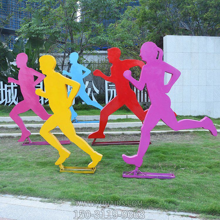 玻璃钢剪影跑步人物雕塑