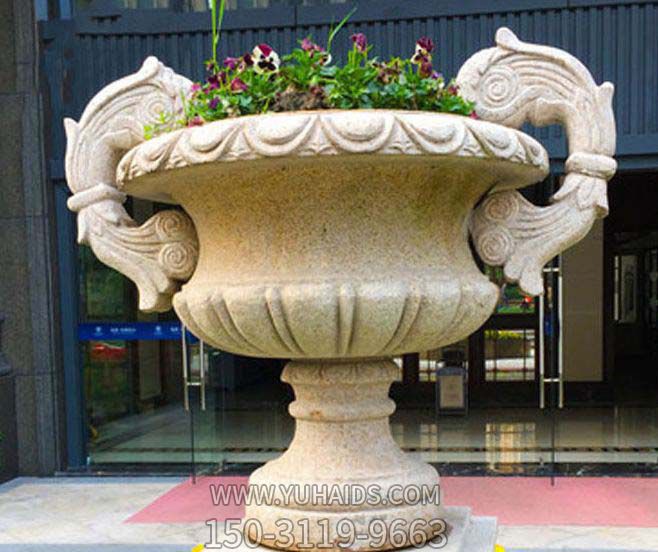 商场景观欧式石雕花盆雕塑