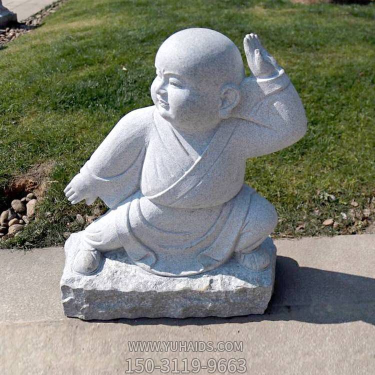户外公园石雕摆件大理石石雕小沙弥小和尚雕塑