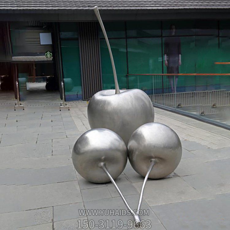 园林广场不锈钢水果樱桃摆件雕塑