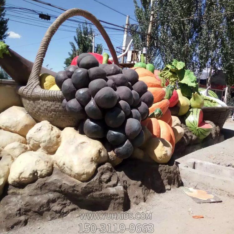 街头摆放大型水泥雕塑喷漆水果蔬菜小品
