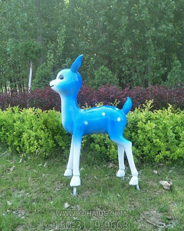 户外草坪玻璃钢彩绘园林景观小鹿摆件雕塑
