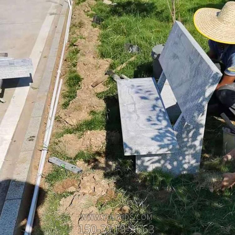 庭院公园摆放花岗岩靠背长石椅 休息圆形1米石桌石鼓凳雕塑