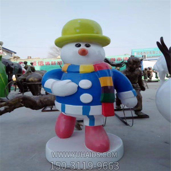玻璃钢彩绘户外园林景观卡通雪人雕塑