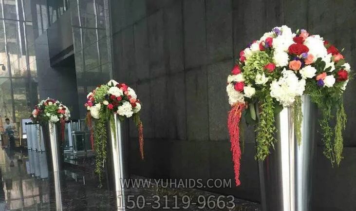 开业典礼公司不锈钢花瓶花朵雕塑