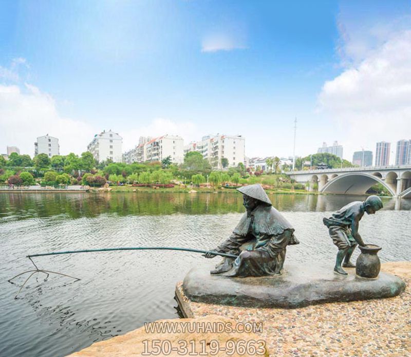 铸造渔翁钓鱼公园景观青铜雕塑