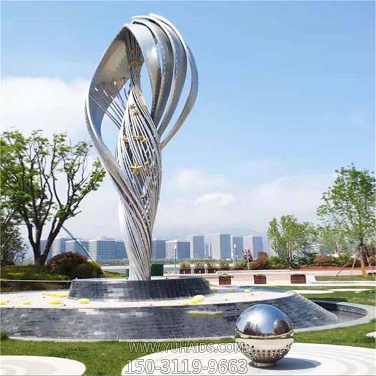 广场喷泉水池摆放大型创意不锈钢抽象艺术景观雕塑