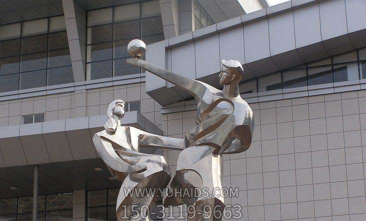 广场不锈钢切面艺术体操人物雕塑