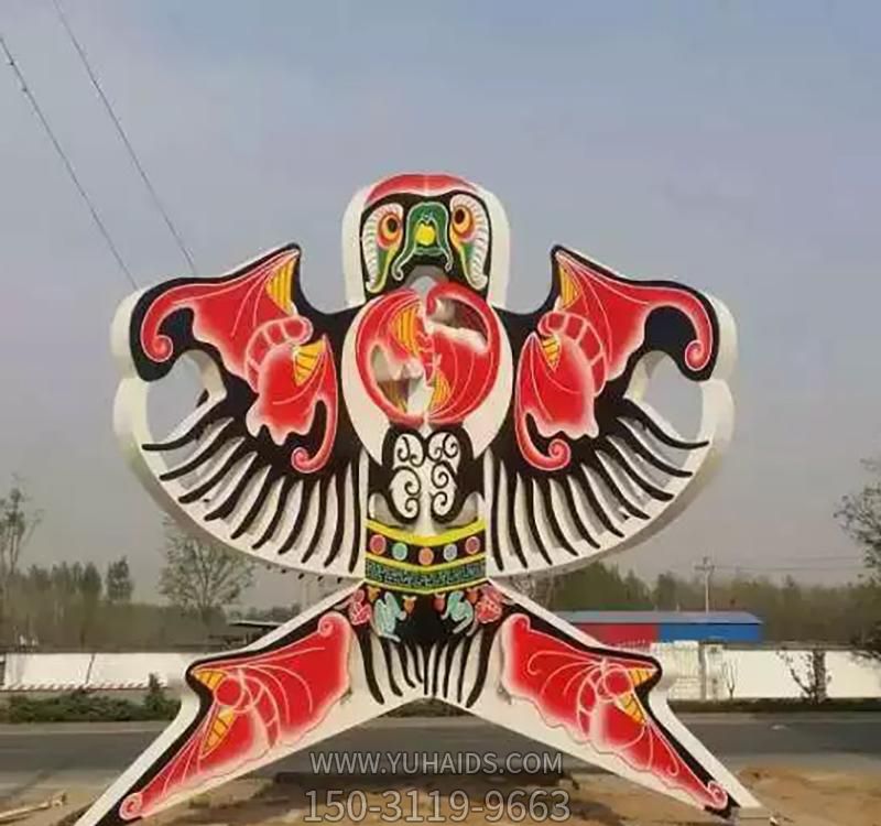 城市花园广场彩绘汉白玉风筝石雕雕塑