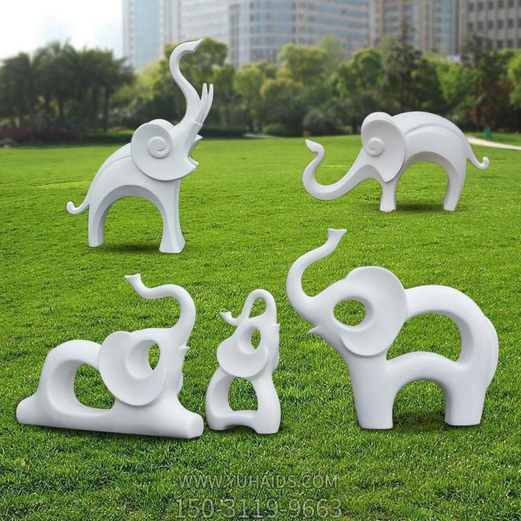 玻璃钢抽象创意户外园林大象摆件雕塑