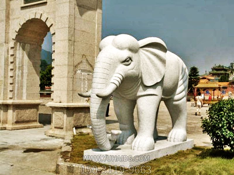 户外景区大型景观大理石石雕大象雕塑