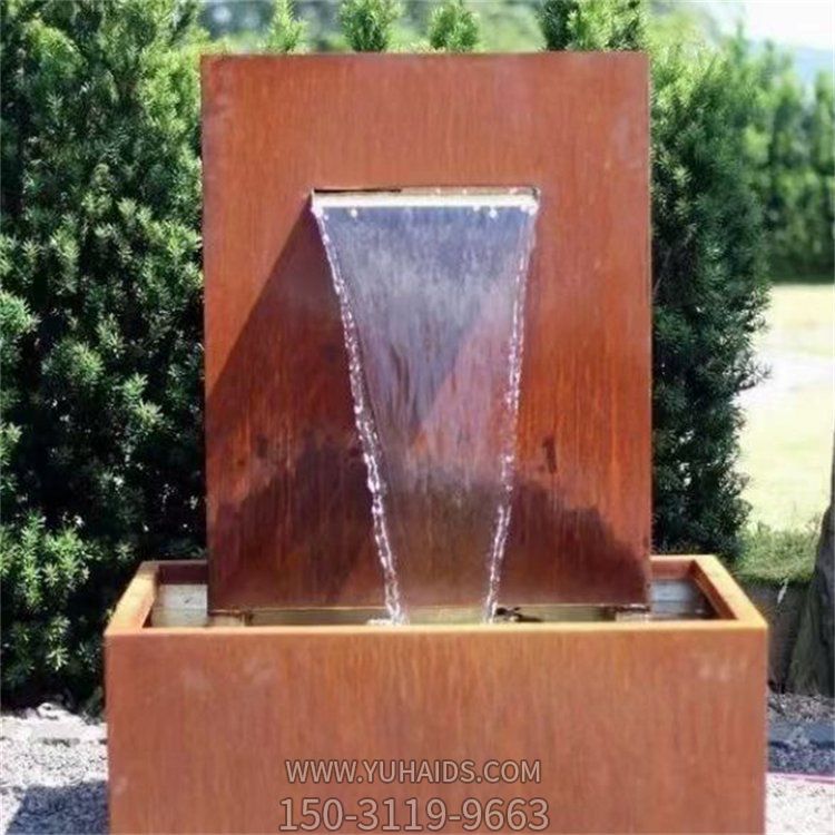 耐候钢创意流水喷泉景点园林摆件雕塑
