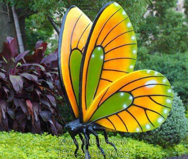 花园草坪装饰玻璃钢彩绘仿真蝴蝶小品雕塑