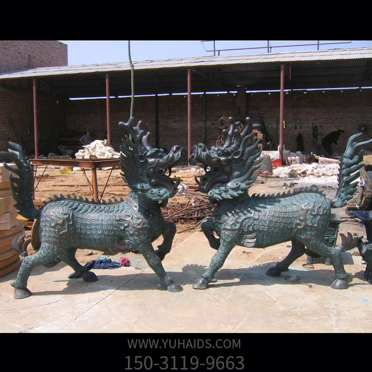 庭院别墅玻璃钢大型仿真动物景观麒麟雕塑