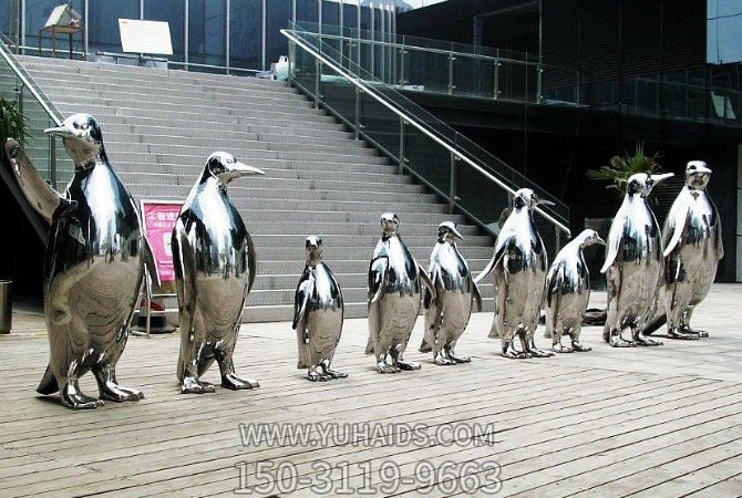 公园广场商厦不锈钢镜面排队天鹅雕塑