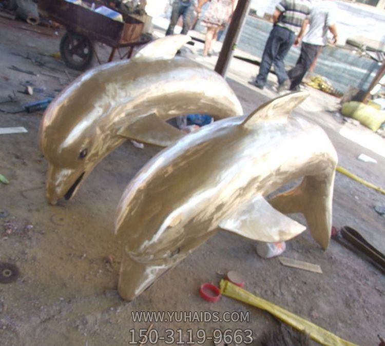 城市广场海洋动物  大型创意不锈钢海豚 雕塑