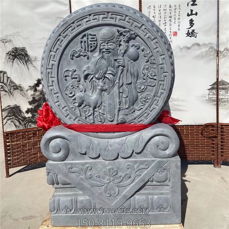 做旧青石抱鼓石雕刻庭院户外装饰摆件雕塑