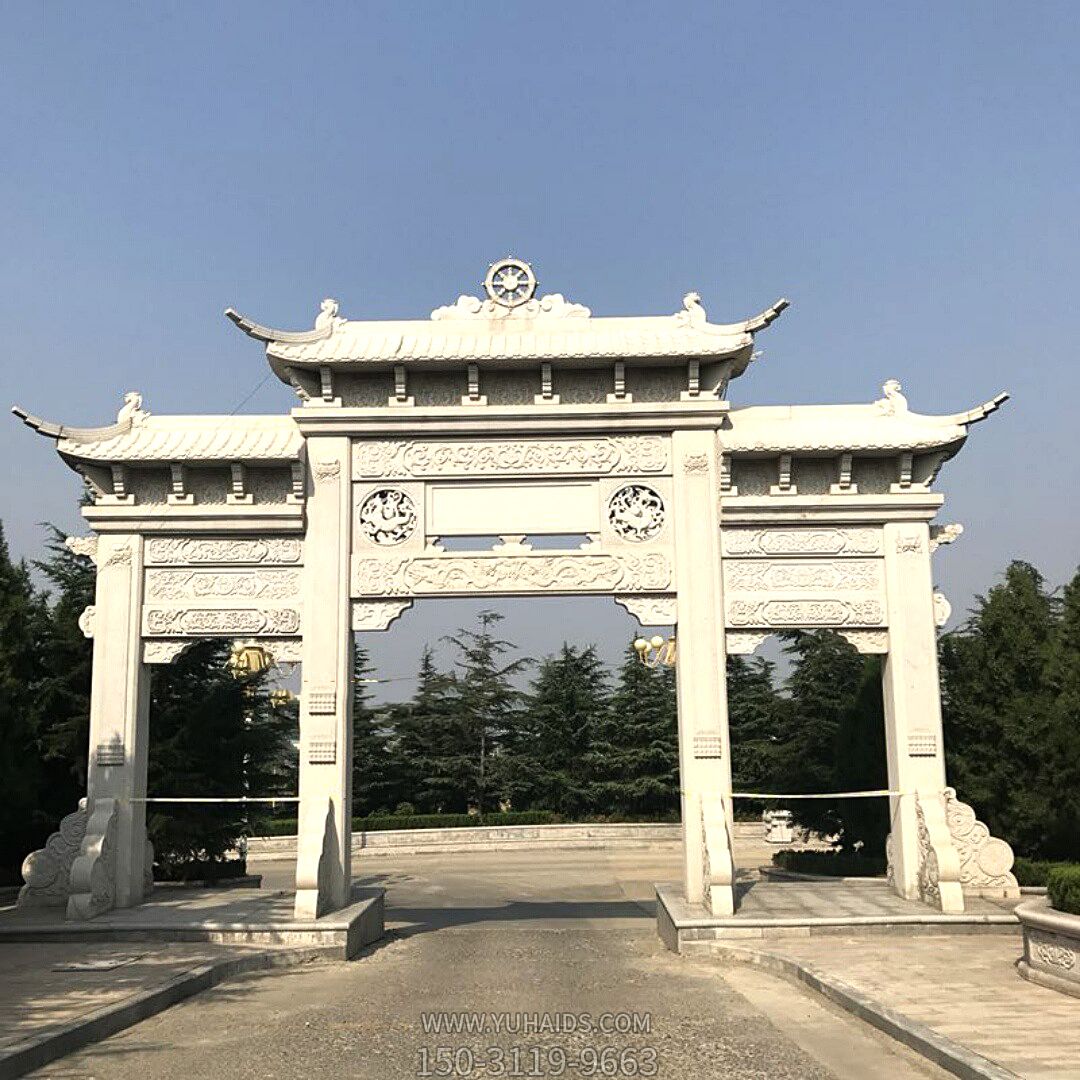 新款大理石景区入口摆放牌坊石雕雕塑