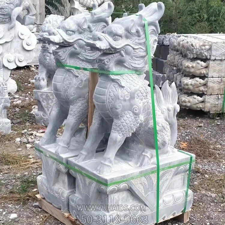青石麒麟，石雕麒麟圣兽雕塑