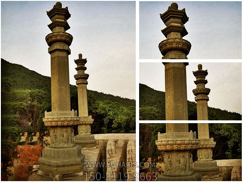 景观庙宇摆放石经幢石柱雕塑