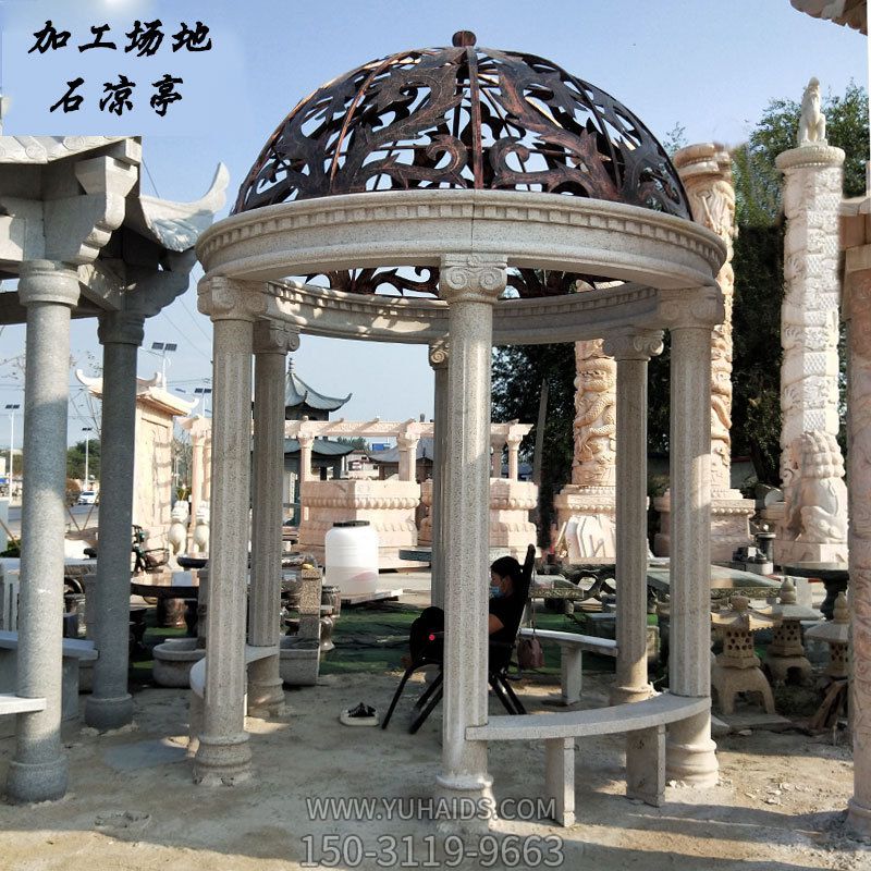 欧式园林装饰大理石罗马柱圆形休闲座椅雕塑