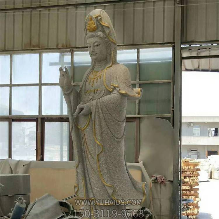  寺庙大型大理石石雕滴水观音雕塑