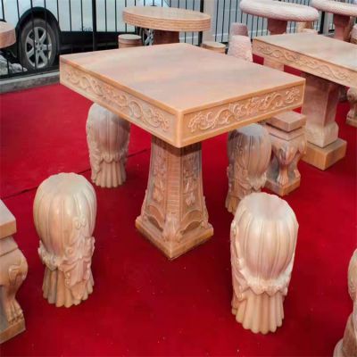 创意欧式石凳浮雕石桌子