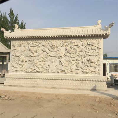 别墅小区庭院浮雕大型大理石影壁雕塑