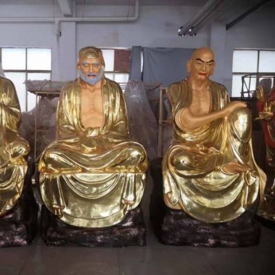 景区寺庙大型铜雕十八罗汉雕塑