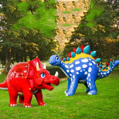 游乐园玻璃钢卡通彩绘园林景观恐龙雕塑