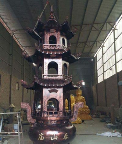佛教烧香化宝香炉铜雕