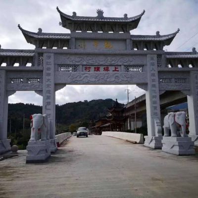 村庄户外大型石材石雕牌坊雕塑