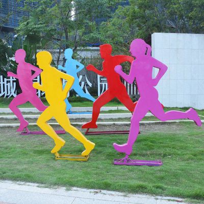 玻璃钢剪影跑步人物雕塑