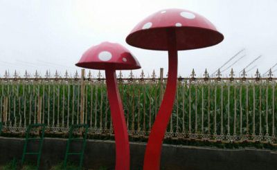 公园蘑菇不锈钢红色蘑菇雕塑