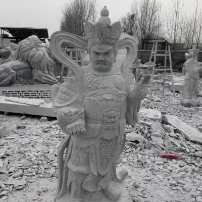 寺庙摆放青石雕刻古代神话人物四大天王雕像