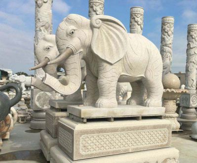公园景区创意还白玉石雕大型景观大象雕塑
