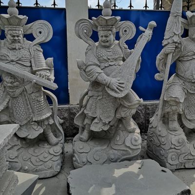 天然青石浮雕寺庙户外摆放四大金刚佛像雕塑