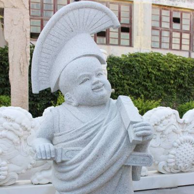 佛堂寺院摆放砂石雕刻扫地僧雕像 