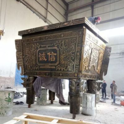 仿古青铜寺庙大型户外鼎雕塑