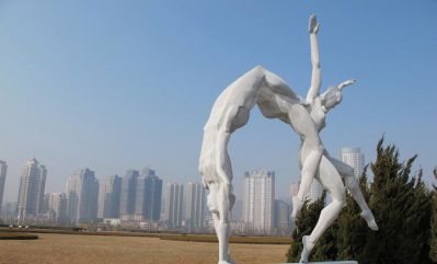 花园创意不锈钢运动体操雕塑