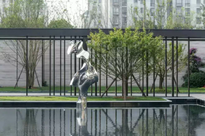 公园池塘创意不锈钢景观雕塑