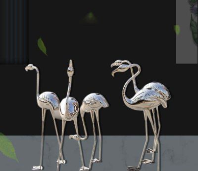 火烈鸟雕塑-校园广场摆放不锈钢抽象火烈鸟雕塑