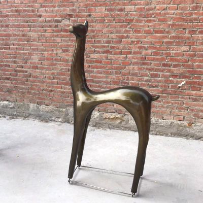 户外抽象不锈钢仿铜鹿雕塑