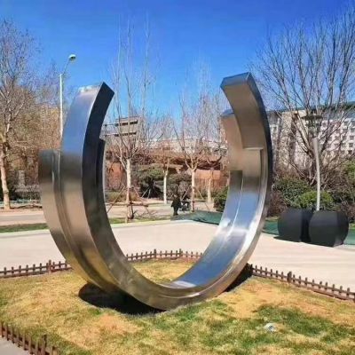 不锈钢城市雕塑 户外广场大型圆环摆件