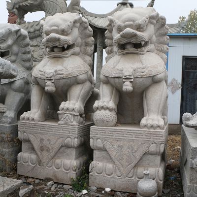 庭院创意大理石石雕看门镇宅的狮子雕塑