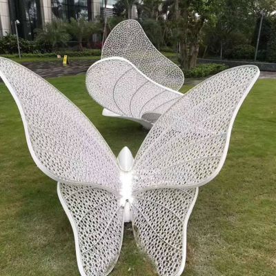 不锈钢户外园林抽象蝴蝶雕塑