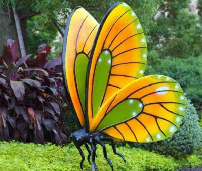 花园草坪装饰玻璃钢彩绘仿真蝴蝶小品