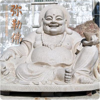 手工雕刻花岗岩雕刻弥勒佛雕像寺庙景观雕塑