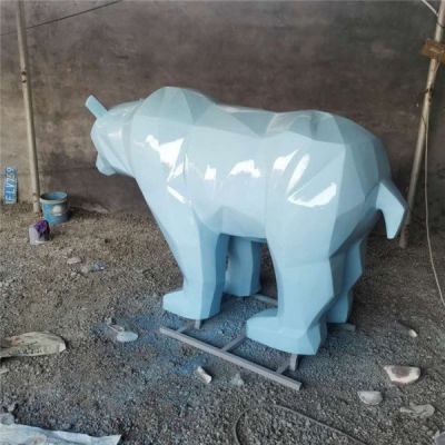 玻璃钢几何创意大型抽象北极熊雕塑