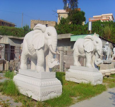 汉白玉石雕园林景区大象雕塑